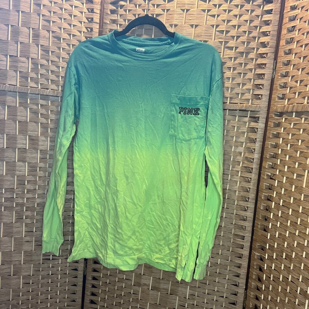 PINK | Green Ombre | Long Sleeve Pocket T-Shirt